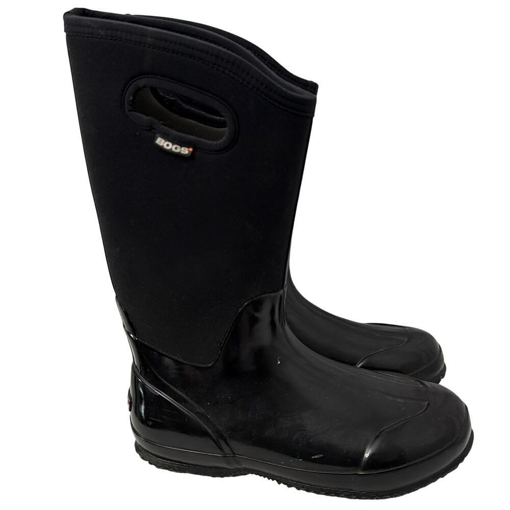 Bogs Boots Women's 12 Classic High Handle Rain Black Rubber Neoprene Waterproof